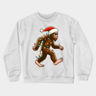 Bigfoot Santa Christmas Tree Lights Crewneck Sweatshirt